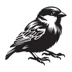 Morning Sparrow silhouette in peaceful flight – Sparrow illustration – Minimalist Sparrow vector – Bird silhouette

