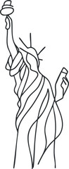 Minimalistic line drawing of the Statue of Liberty representing freedom and American heritage