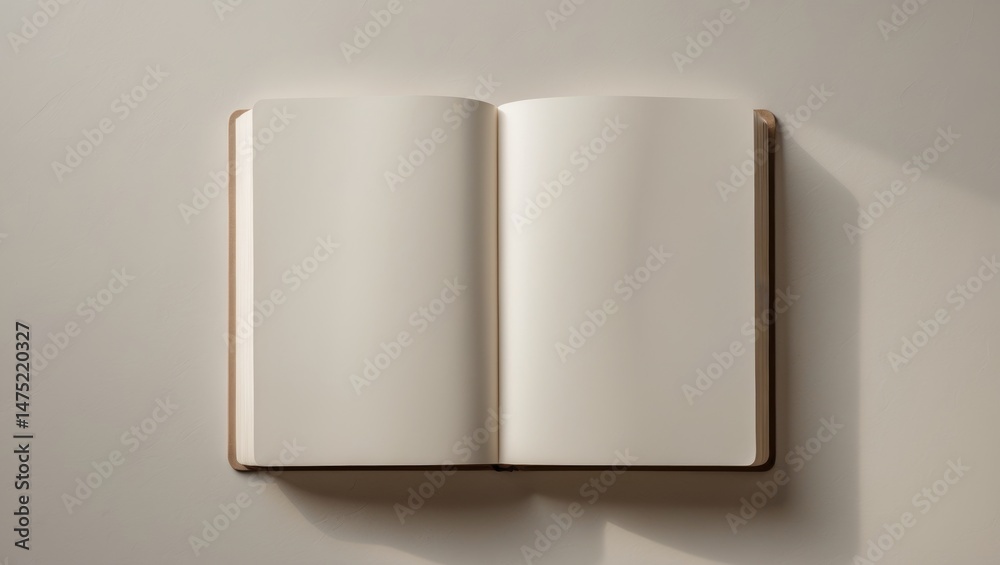 Leinwandbilder isolated white background with a blank open book seen from above, showcasing paper texture and clipp