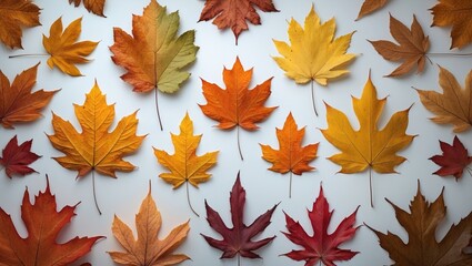 Fototapeta premium Bunte HerbstblÃ¤tter und EichenblÃ¤tter im Halloween- und Natur-Design