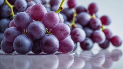 Sweet and sour grapes with vines and seeds on a white background highlighting health and vitamins