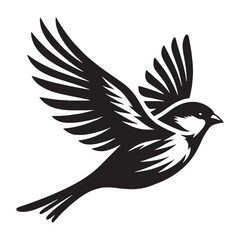 Vibrant Sparrow silhouette caught mid-flight – Sparrow illustration – Minimalist Sparrow vector – Bird silhouette

