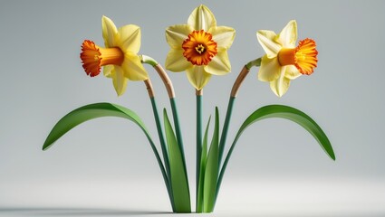 Fototapeta premium Daffodil Flower Alone on White Background Featuring Complete Depth of Field