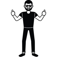 Fototapeta premium Father's Day silhouette black and white vector illustration.