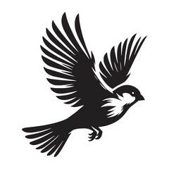 Graceful Sparrow silhouette amidst open skies – Sparrow illustration – Minimalist Sparrow vector – Bird silhouette


