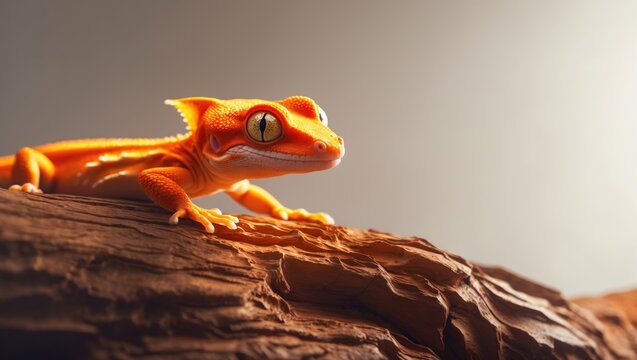 Close-up of endemic brookesia thieli with vivid colors and detailed animal head
