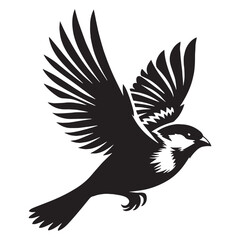 Quiet Sparrow silhouette resting on a branch – Sparrow illustration – Minimalist Sparrow vector – Bird silhouette

