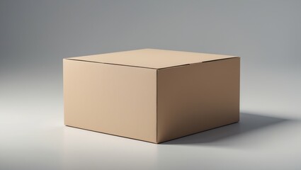 Obraz premium Small Paper Package Mockup Featuring Brown Carton and Lid on White Background