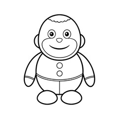 Stuffed Character Outline Line Art Vector Drawing