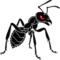 illustration of ants with natural style fiery red eyes