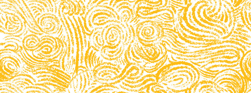 Pasta, spaghetti chalk endless vector pattern. Bg