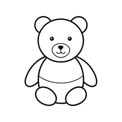 Cute Teddy Bear Outline Line Art Vector Sketch