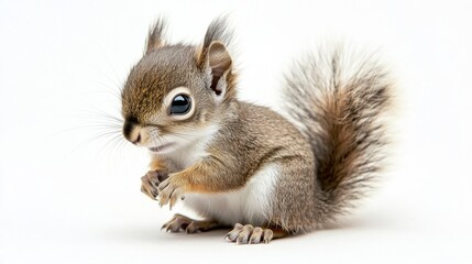 Obraz premium Playful squirrel in a white background animal photography indoor setting close-up view wildlife concept
