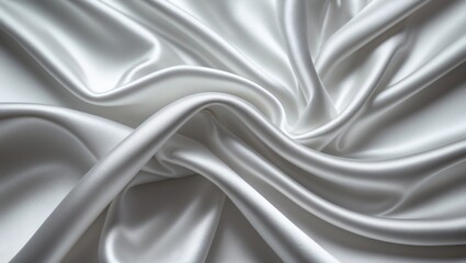 Fototapeta premium Natural white and gray satin textile with a soft, blurred silk pattern creating a serene panorama background