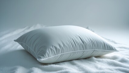 Empty puffy pillow with clean textile design against a white backdrop