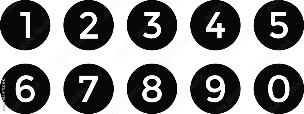 Poster abstract 0 to 9 bullet point symbol vector illustration.