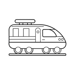 Fototapeta premium Cartoon Train Outline Line Art Vector Sketch