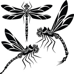 Dragonfly Silhouette Set | Insect Icon Collection for Nature Design  Dragonfly Vector Silhouettes | Flying Bug, Winged Insect Graphic Pack