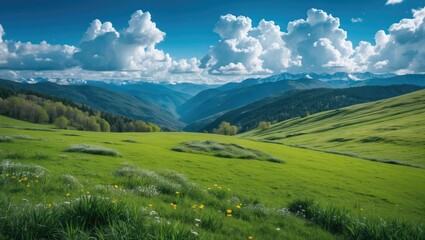 Naklejka premium Sunny weather with clouds against a blue sky.