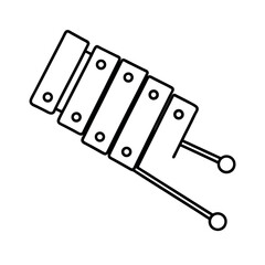 Xylophone Toy Outline Line Art Vector Illustration