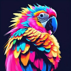 Vibrant colorful parrot portrait in artistic style.