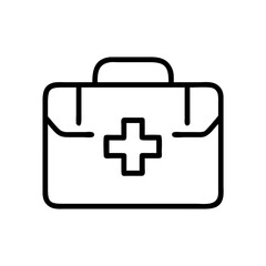 Obraz premium Medical first aid kit icon in simple line style 