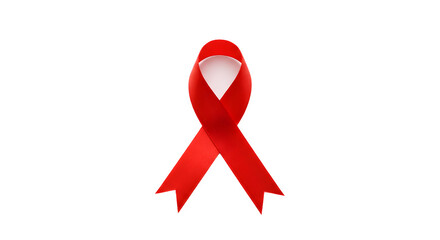 Red Awareness Ribbon Symbol Isolated on White Background, HIV and AIDS Awareness Red Ribbon Isolated Image, Medical Awareness Red Ribbon Isolated on White