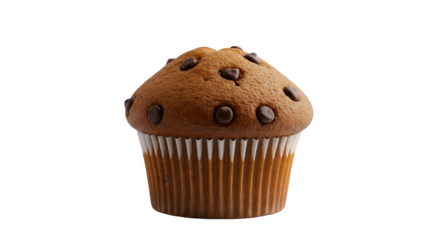 Chocolate Chip Muffin Isolated on White Background, Fresh Baked Muffin with Chocolate Chips on white background, Tasty Homemade Chocolate Muffin on white background