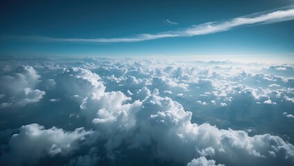 Obraz premium Cloud-covered sky seen from above the airplane