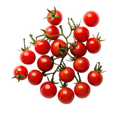 Fresh red cherry tomatoes on a Transparent background showcasing vibrant color and natural appeal, red cherry tomatoes isolated on PNG background