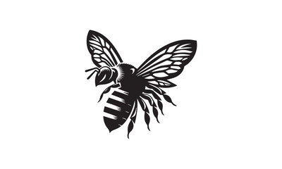Obraz premium Black silhouette of Bee Icon