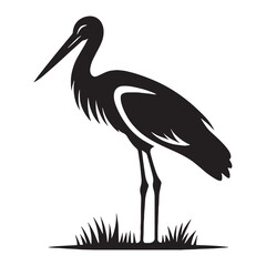 Pure Stork silhouette with delicate flight – Stork illustration – Minimalist Stork vector – Bird silhouette

