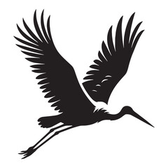 Stork silhouette gliding through the sky – Stork illustration – Minimalist Stork vector – Bird silhouette

