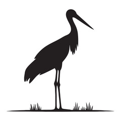 Wings Spread Stork silhouette – Stork illustration – Minimalist Stork vector – Bird silhouette


