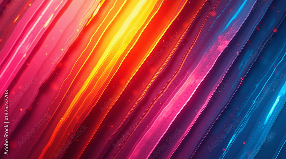 Poster colorful abstract diagonal lines with glowing edges create a dynamic background