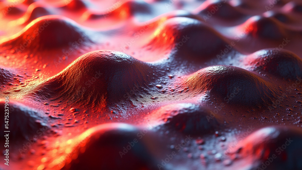 Poster abstract red surface with bumpy texture and warm lighting creates a unique visual