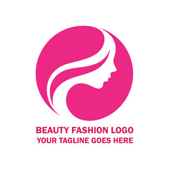 Feminine Beauty Logo with Hair Flow Silhouette for Fashion and Salon Branding