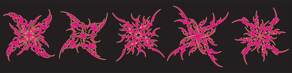 Obraz premium Modern Tribal Border and Tatto Set