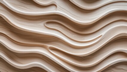 Obraz premium Carved wooden pattern with ripple wave motifs and veins, creating a seamless abstract background texture
