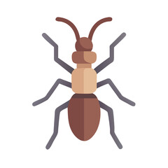 Simple flat ant illustration on black background graphic element