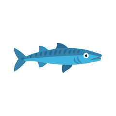 Isolated vector illustration of a stylized blue barracuda fish