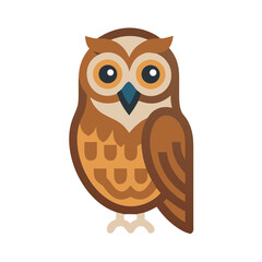 Stylized brown owl illustration on black background for stock use