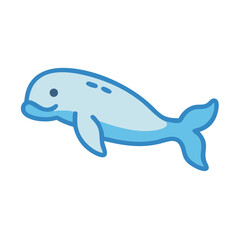 Beluga whale illustration in flat style on black background