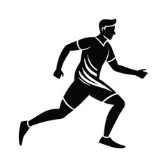Silhouette of a running athlete in sportswear representing fitness and activity on a white background