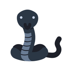 Fototapeta premium Simple cartoon snake coiled up on black background