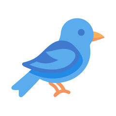Flat style illustration of a blue bird over black