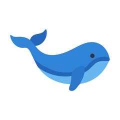 Simple blue whale illustration against a solid black background