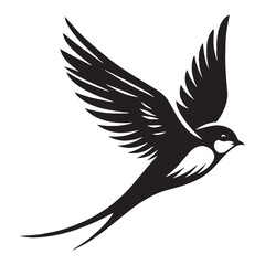 Chasing Wind Swallow silhouette in flight – Swallow illustration – Minimalist Swallow vector – Bird silhouette

