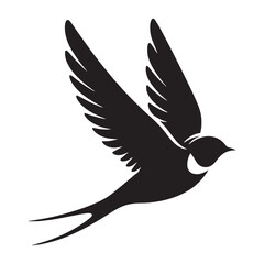 Dynamic Swallow silhouette against the sky – Swallow illustration – Minimalist Swallow vector – Bird silhouette


