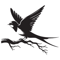 Graceful Swallow silhouette in mid-flight – Swallow illustration – Minimalist Swallow vector – Bird silhouette

